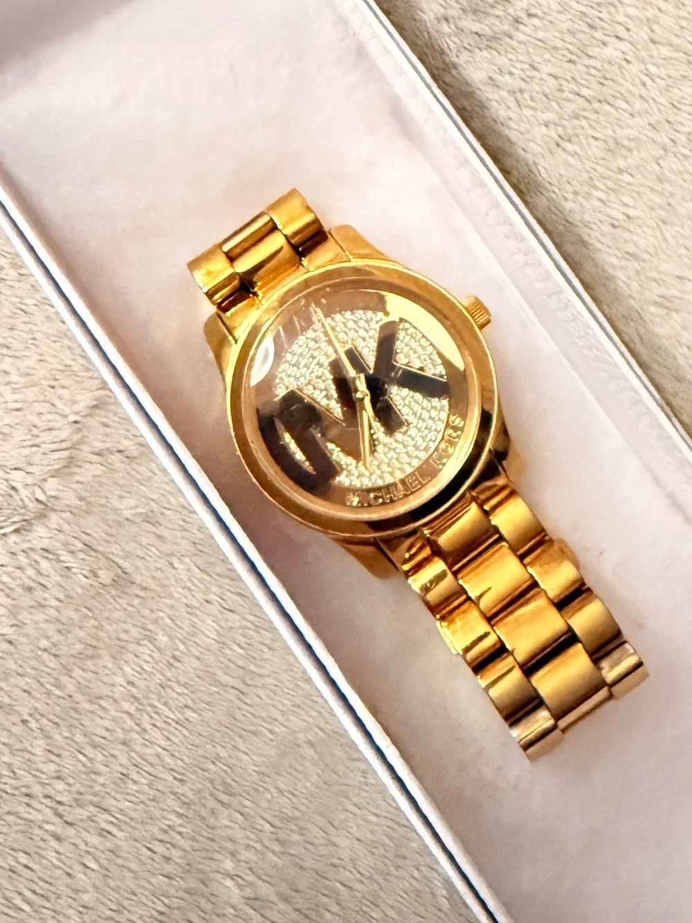 Michael Kors Runway Oversized Gold Pave Watch (Model MK5706) 45 MM women’s